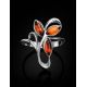 Silver Floral Ring With Bright Amber Stones The Verbena, Ring Size: 7 / 17.5, image , picture 2