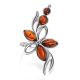 Floral Ring With Amber In Silver The Verbena, Ring Size: 10 / 20, image , picture 3