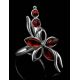 Floral Ring With Amber In Silver The Verbena, Ring Size: 10 / 20, image , picture 2