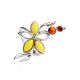 Silver Floral Ring With Multicolor Amber Stones The Verbena, Ring Size: 9.5 / 19.5, image 