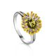 Gold Plated Silver Ring With Green Amber The Barbados, Ring Size: 12 / 21.5, image 