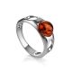 Эффектное неширокое кольцо с янтарём коньячного цвета «Энигма» 16, Ring Size: 9 / 19, image 