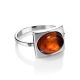 Geometric Silver Ring With Oval Amber Stone The Saturn, Ring Size: 6 / 16.5, image , picture 4