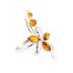 Classic Silver Floral Ring With Amber Stones The Verbena, Ring Size: 13 / 22, image 