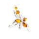 Classic Silver Floral Ring With Amber Stones The Verbena, Ring Size: 9.5 / 19.5, image 