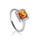 Refined Sterling Silver Ring With Amber Center Stone The Lisbon, Ring Size: 8 / 18, image 