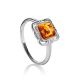 Refined Sterling Silver Ring With Amber Center Stone The Lisbon, Ring Size: 11.5 / 21, image 