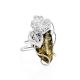 Gorgeous Silver Handcrafted Cocktail Ring With Green Amber The Dew, Ring Size: Adjustable, image 