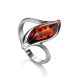 Refined Silver Ring With Cognac Amber, Ring Size: 5 / 15.5, image 