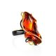 Handcrafted Gold Plated Cocktail Ring With Cognac Amber The Rialto, Ring Size: Adjustable, image 