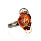 Handcrafted Amber Ring In Gold Plated Silver The Rialto, Ring Size: Adjustable, image 