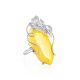 Voluptuous Cocktail Ring With Amber Center Stone In Silver The Dew, Ring Size: Adjustable, image 