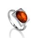 Geometric Silver Ring With Oval Amber Stone The Saturn, Ring Size: 8.5 / 18.5, image 