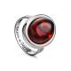 Cherry Amber Silver Adjustable Ring The Goji, Ring Size: Adjustable, image 
