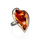 Handcrafted Amber Cocktail Ring In Gold Plated Silver The Rialto, Ring Size: Adjustable, image 