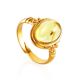 Amber Gold Plated Ring With Inclusions The Clio, Ring Size: Adjustable, image 