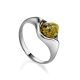 Кольцо «Суламита» из серебра с натуральным зелёным янтарём 15.5, Ring Size: 9.5 / 19.5, image 