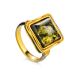 Square Amber Ring In Gold-Plated Silver The Aida, Ring Size: 11.5 / 21, image 