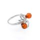 Красивое кольцо из серебра с янтарём «Галатея» 16, Ring Size: 13 / 22, image 