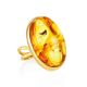 Bold Amber Gold Plated Ring With Inclusions The Clio, Ring Size: Adjustable, image 