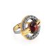 Крупное серебряное кольцо с натуральным янтарём «Терция» б/р, Ring Size: Adjustable, image 