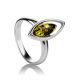 Лёгкое изящное кольцо из серебра и зелёного янтаря «Акация» 16, Ring Size: 13 / 22, image 