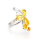 Bright Amber Floral Ring In Sterling Silver The Verbena, Ring Size: 6 / 16.5, image 