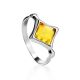 Luminous Lemon Amber Ring In Silver, Ring Size: 8 / 18, image 