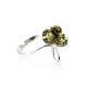 Silver Floral Ring With Green Amber Stones The Dandelion, Ring Size: 10 / 20, image 