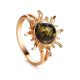 Green Amber Gold Plated Ring The Helios, Ring Size: 11.5 / 21, image 