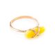 Gold Plated Ring With Honey Amber The Scandinavia, Ring Size: 5.5 / 16, image 