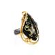 Gold Plated Cocktail Ring With Green Amber The Rialto, Ring Size: Adjustable, image 