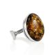 Sterling Silver Open Ring With Bold Amber Stone The Glow, Ring Size: Adjustable, image 