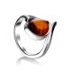 Silver Ring With Cognac Amber The Fiori, Ring Size: 5 / 15.5, image 