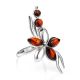 Floral Ring With Amber In Silver The Verbena, Ring Size: 10 / 20, image 