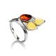 Multicolor Amber Floral Ring In Sterling Silver The Verbena, Ring Size: 10 / 20, image 