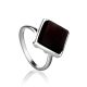 Geometric Silver Ring With Cherry Amber The Ovation, Ring Size: Adjustable, image 