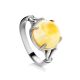 Pretty Honey Amber Ring In Sterling Silver The Shanghai, Ring Size: 13 / 22, image 