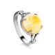 Pretty Honey Amber Ring In Sterling Silver The Shanghai, Ring Size: 11.5 / 21, image 