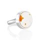 Designer Silver Adjustable Ring With White Amber, Ring Size: Adjustable, image 