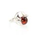 Stylish Silver Ring With Ball Shaped Amber The Orion, Ring Size: 7 / 17.5, image 