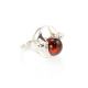 Stylish Silver Ring With Ball Shaped Amber The Orion, Ring Size: 9.5 / 19.5, image 