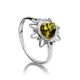 Sterling Silver Ring With Green Amber The Helios, Ring Size: 4 / 15, image 