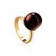 Gold-Plated Adjustable Ring With Cherry Amber The Paris, Ring Size: Adjustable, image 