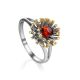 Cognac Amber Ring In Gold Plated Silver The Barbados, Ring Size: 12 / 21.5, image 