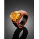 Стильное кольцо из древесины палисандра и янтаря «Индонезия» 17.5, Ring Size: 8 / 18, image , picture 2