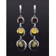 Silver Dangle Earrings With Multicolor Amber The Orion, image , picture 2