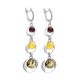 Silver Dangle Earrings With Multicolor Amber The Orion, image , picture 4