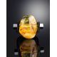 Unisex Rubber Ring With Genuine Amber The Grunge, Ring Size: / 23, image , picture 2