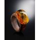 Wooden Ring With Bright Lemon Amber The Indonesia, Ring Size: 10 / 20, image , picture 2